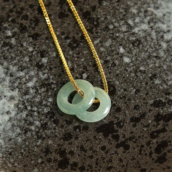 Collar con colgante de prosperidad y doble hebilla de paz de jade y Buddha Stones - image 6