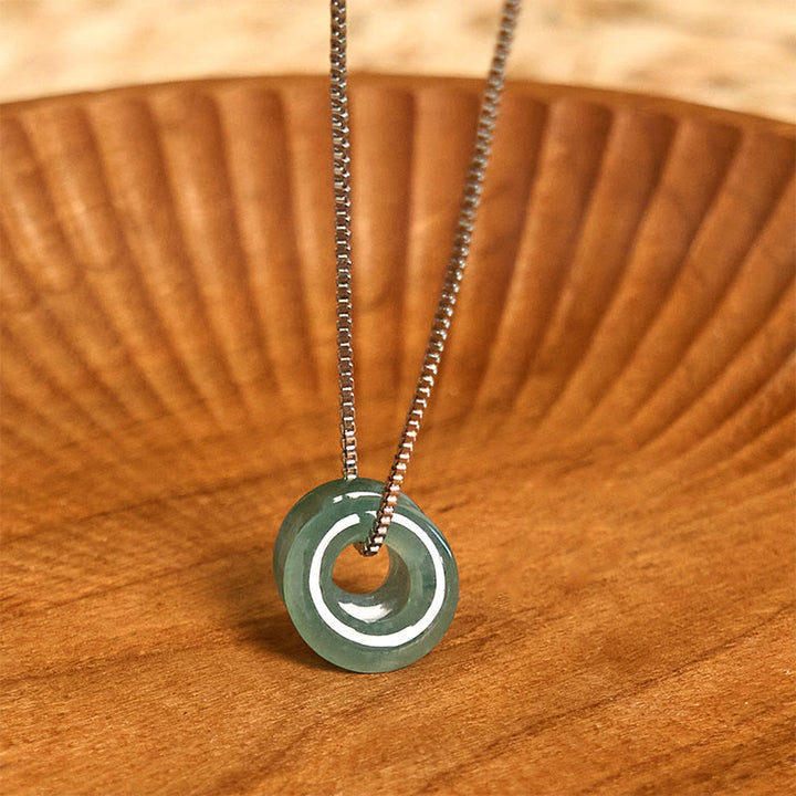 Collar con colgante de prosperidad y doble hebilla de paz de jade y Buddha Stones - Cadena de jade y plata - image 9