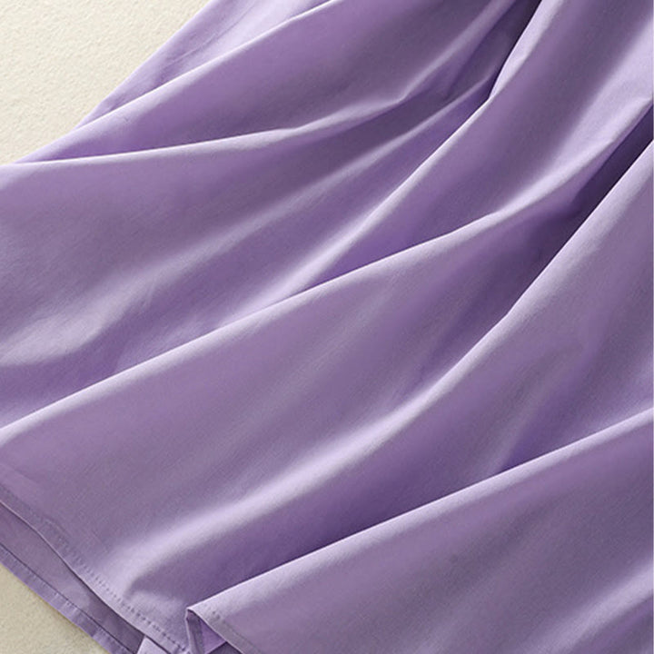 Vestido midi de lino y algodón con cuello en V, media manga y bolsillos, bordado de orquídeas de verano con Buddha Stones - image 12