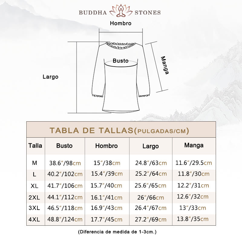 Camiseta de cuello redondo con diseño de flores bordadas para mujer con Buddha Stones - image 5