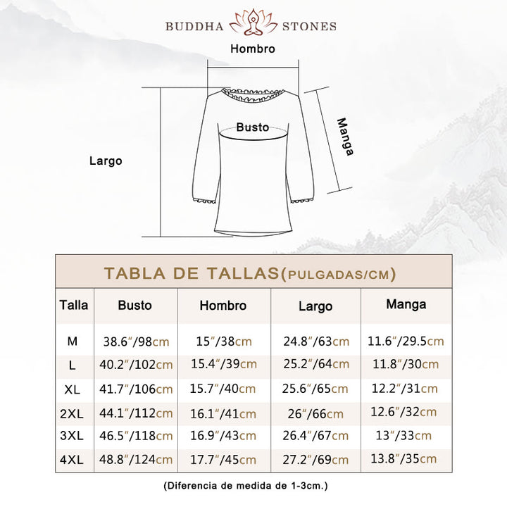 Camiseta de cuello redondo con diseño de flores bordadas para mujer con Buddha Stones - image 5