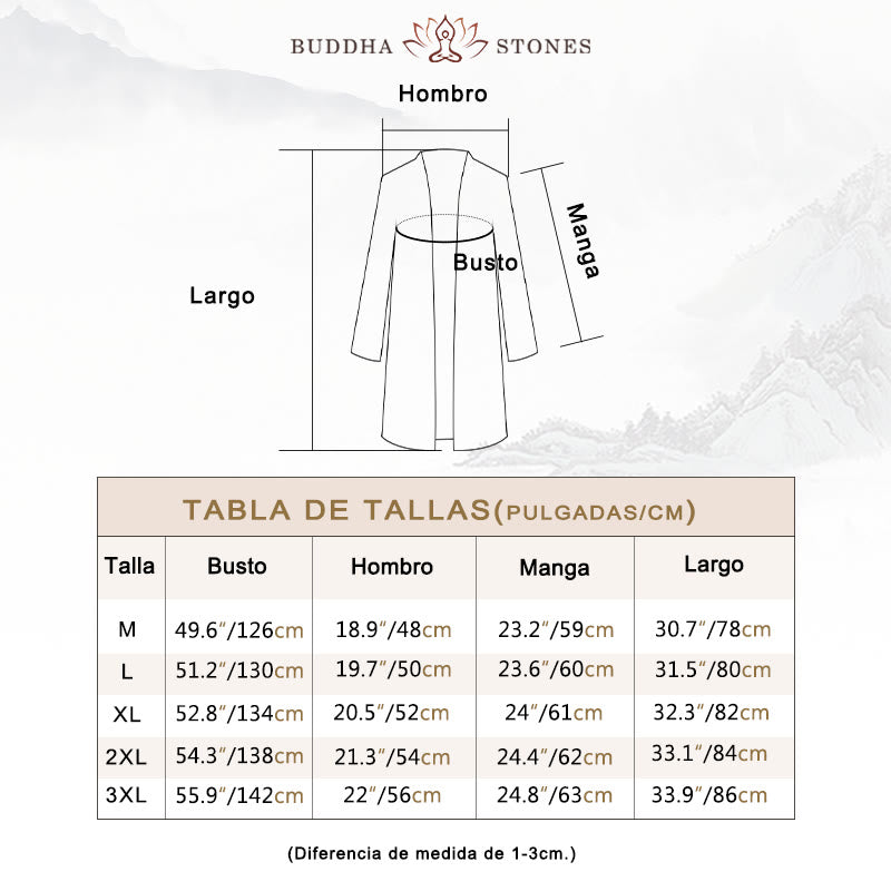 Abrigo de lino y algodón informal sencillo de otoño con Buddha Stones para hombre - image 6