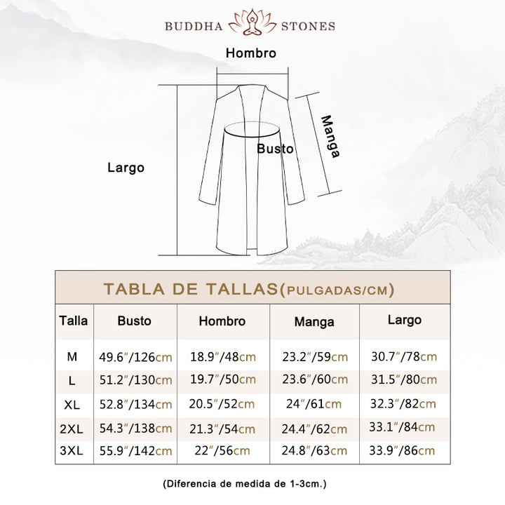 Abrigo de lino y algodón informal sencillo de otoño con Buddha Stones para hombre - image 6