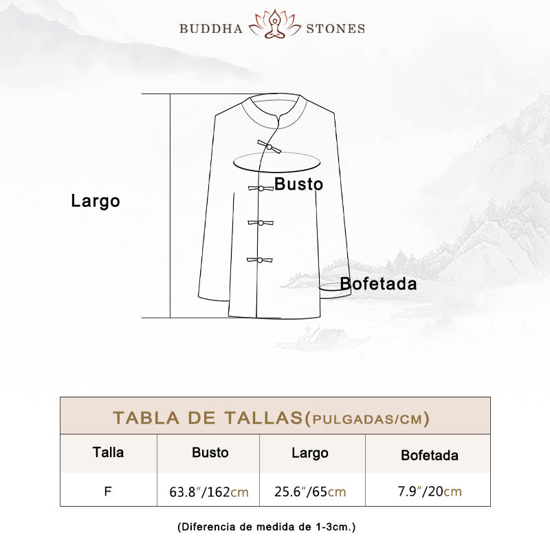 Camisa de manga larga con botones de rana y Buddha Stones, Top de meditación Zen Tai Chi, chaqueta de ropa Hanfu - image 5