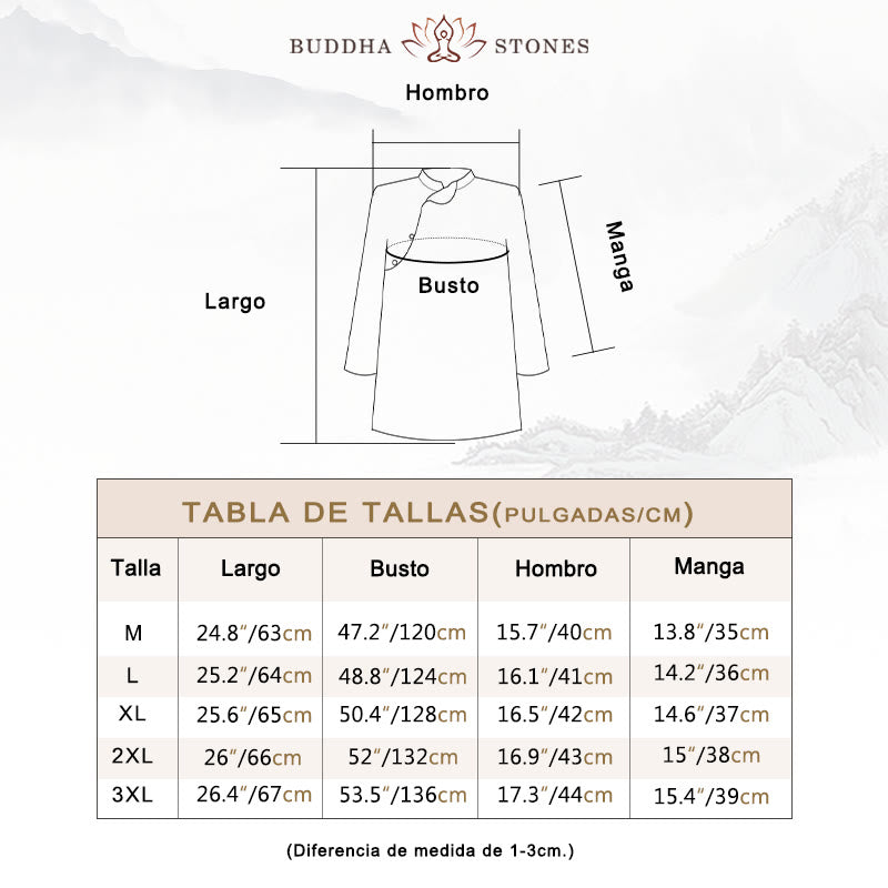 Camisa de lino y ramio con mangas tres cuartos y diseño de flores de jacarandá azul de Buddha Stones, talla grande - image 6