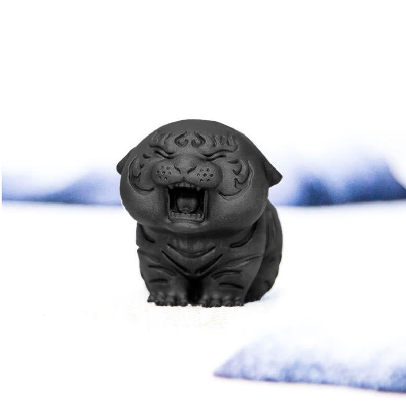 Estatua de resina fundida con óxido de hierro en polvo de tigre en miniatura con Buddha Stones para decoración del hogar