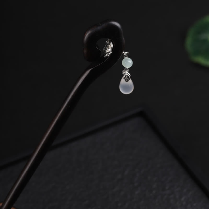 Horquilla de coraje de nube auspiciosa de ébano con Buddha Stones
