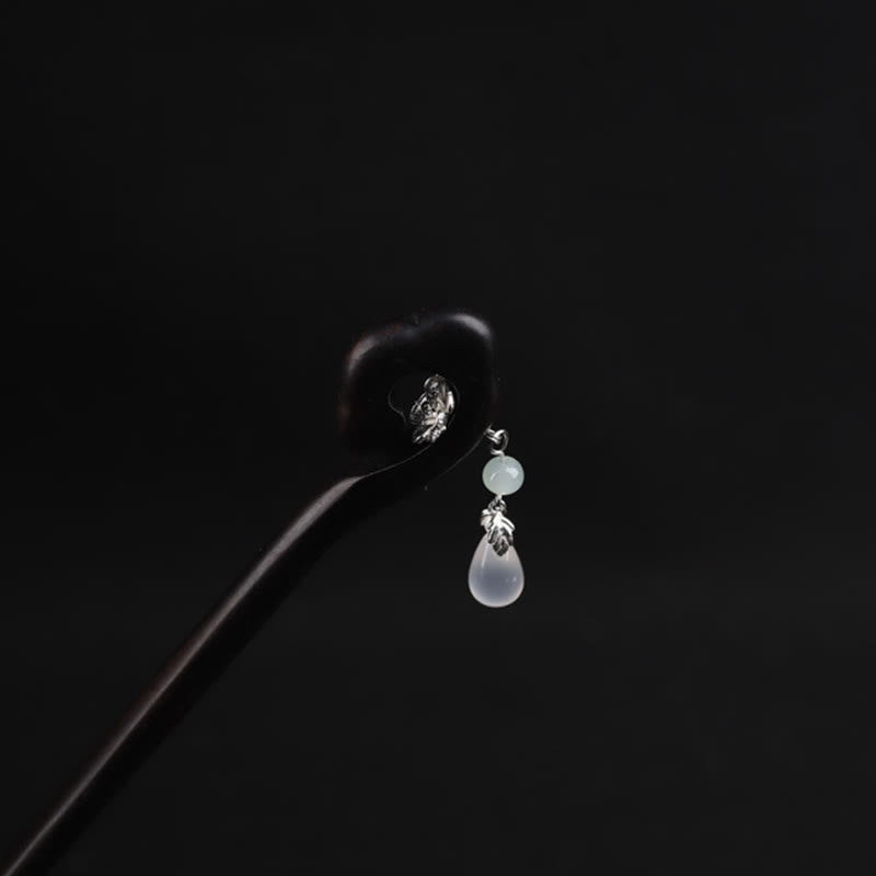Horquilla de coraje de nube auspiciosa de ébano con Buddha Stones