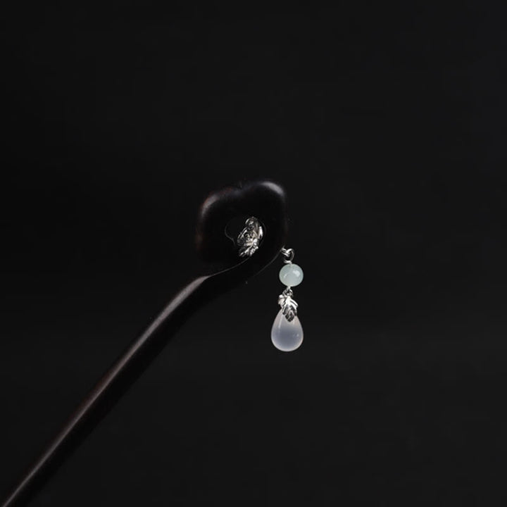 Horquilla de coraje de nube auspiciosa de ébano con Buddha Stones