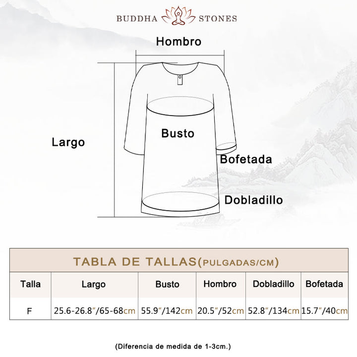 Buddha Stones Camiseta Casual de Manga Corta de Algodón y Lino de Ramio - image 3