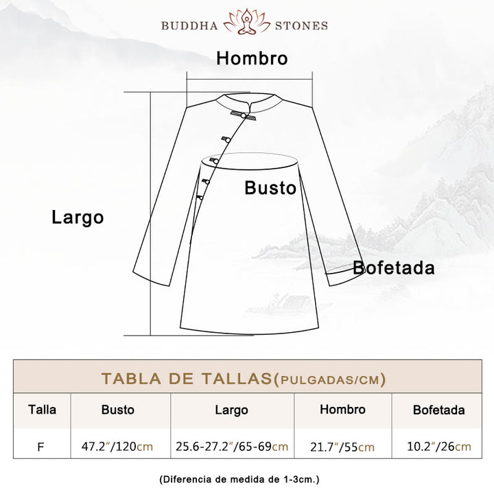 Blusa de lino de ramio con Buddha Stones , camisa para mujer, ropa estilo Hanfu chino - image 3