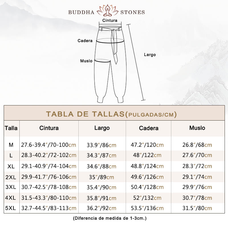 Pantalones harén de algodón con cordones y bolsillos para hombre con estampado de olas del océano y Buddha Stones - image 3