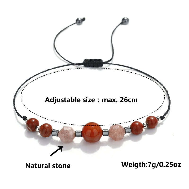 Pulsera positiva con Buddha Stones " Cree que puedes", cornalina, jaspe rojo, hematita y piedra solar