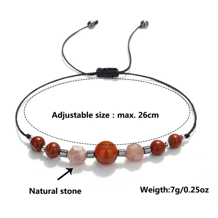 Pulsera positiva con Buddha Stones " Cree que puedes", cornalina, jaspe rojo, hematita y piedra solar
