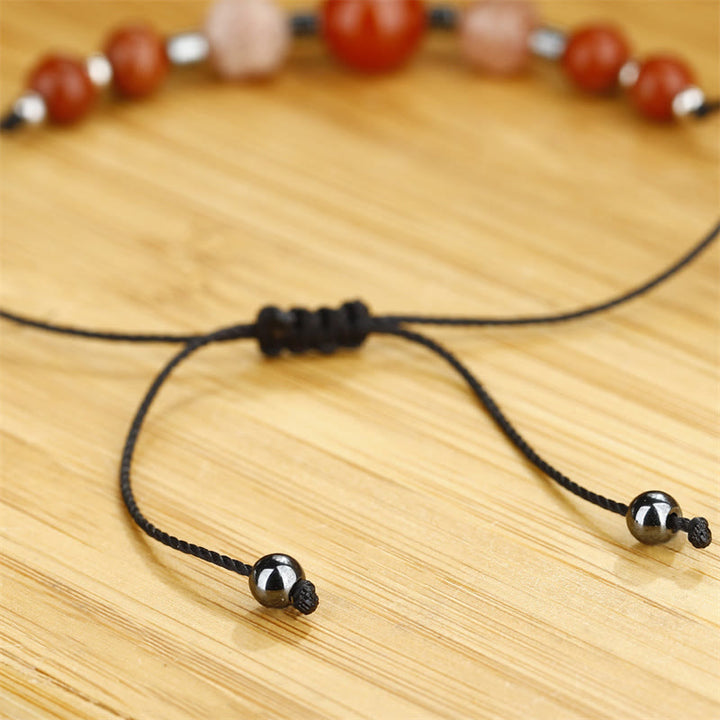 Pulsera positiva con Buddha Stones " Cree que puedes", cornalina, jaspe rojo, hematita y piedra solar
