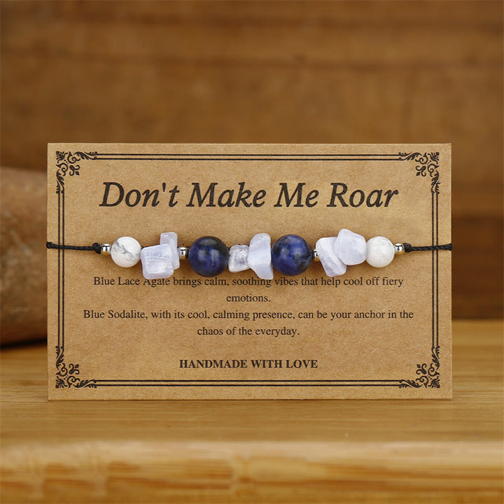 Pulsera de protección de Buddha Stones " No me hagas rugir", ágata morada, ágata de encaje azul y sodalita azul