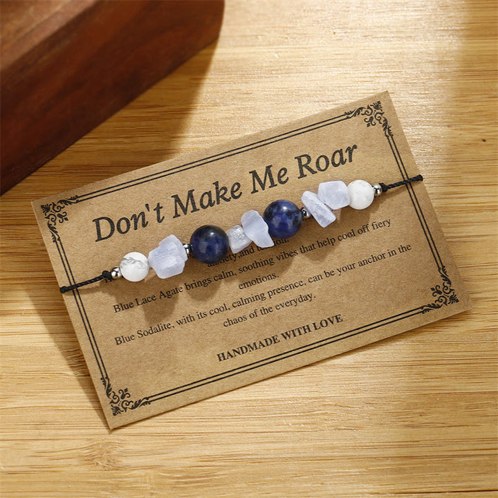 Pulsera de protección de Buddha Stones " No me hagas rugir", ágata morada, ágata de encaje azul y sodalita azul