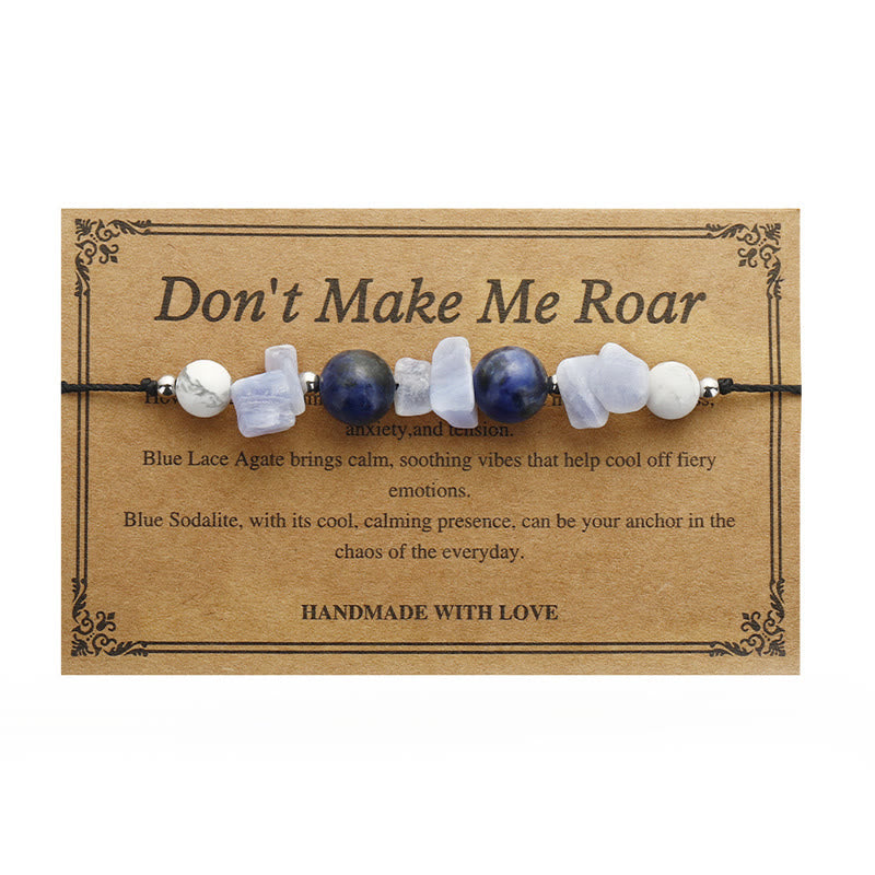 Pulsera de protección de Buddha Stones " No me hagas rugir", ágata morada, ágata de encaje azul y sodalita azul