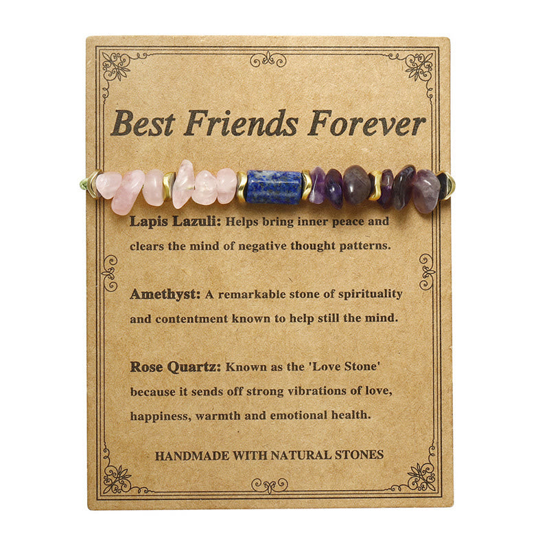 Pulsera espiritual de amatista, cuarzo rosa, lazurita y lapislázuli con Buddha Stones, mejores amigos para siempre - image 13