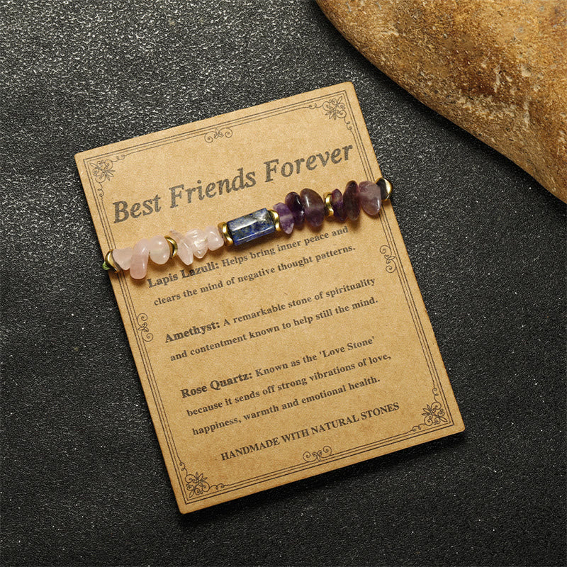 Pulsera espiritual de amatista, cuarzo rosa, lazurita y lapislázuli con Buddha Stones, mejores amigos para siempre - image 11