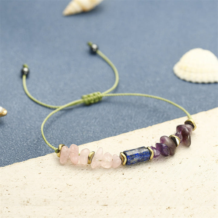 Pulsera espiritual de amatista, cuarzo rosa, lazurita y lapislázuli con Buddha Stones, mejores amigos para siempre - image 9