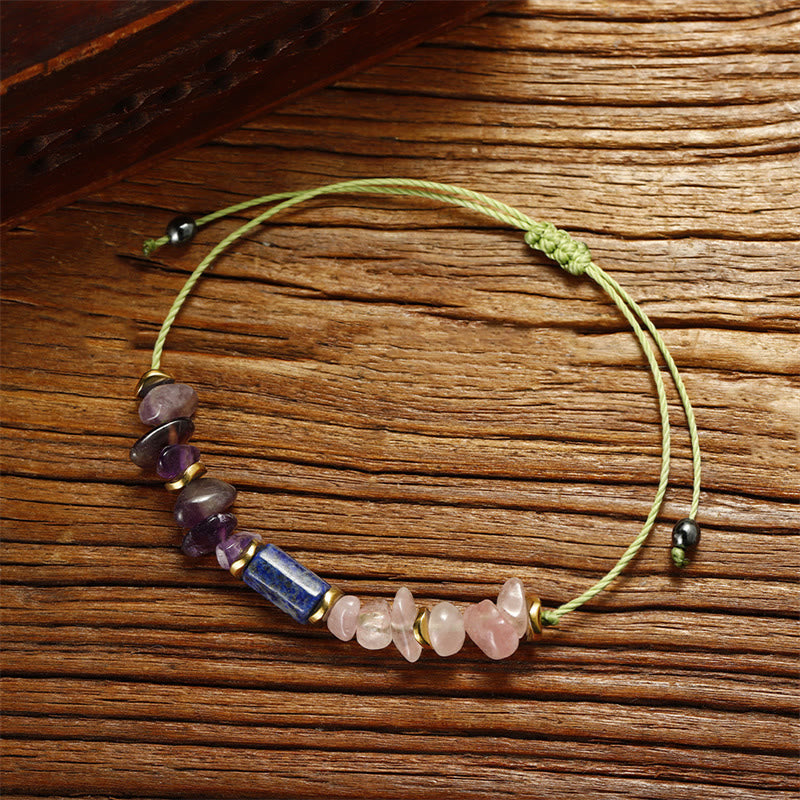 Pulsera espiritual de amatista, cuarzo rosa, lazurita y lapislázuli con Buddha Stones, mejores amigos para siempre - image 8