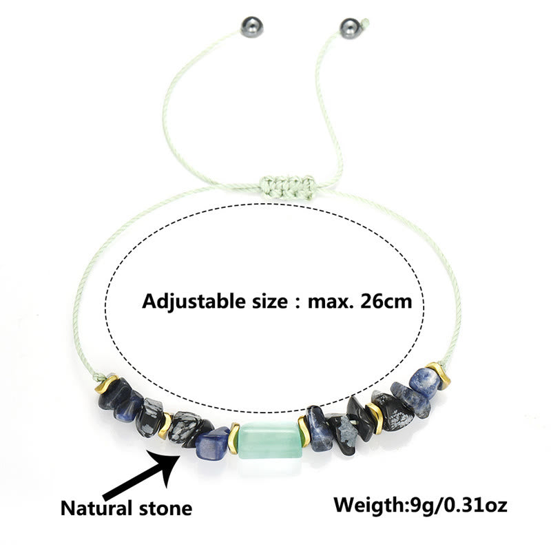 Pulsera energética de obsidiana copo de nieve, sodalita y aventurina verde "Nuevo trabajo" de Buddha Stones
