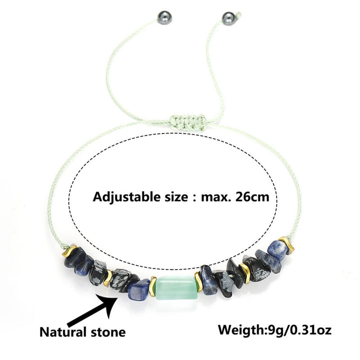 Pulsera energética de obsidiana copo de nieve, sodalita y aventurina verde "Nuevo trabajo" de Buddha Stones