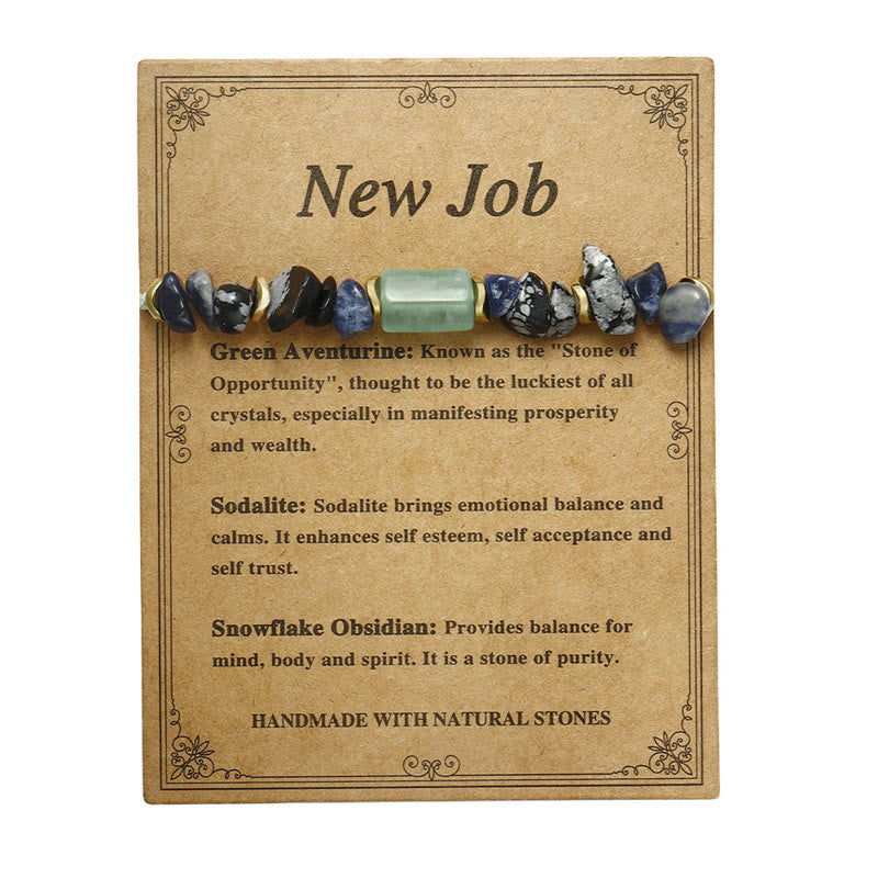 Pulsera energética de obsidiana copo de nieve, sodalita y aventurina verde "Nuevo trabajo" de Buddha Stones