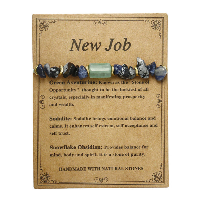 Pulsera energética de obsidiana copo de nieve, sodalita y aventurina verde "Nuevo trabajo" de Buddha Stones