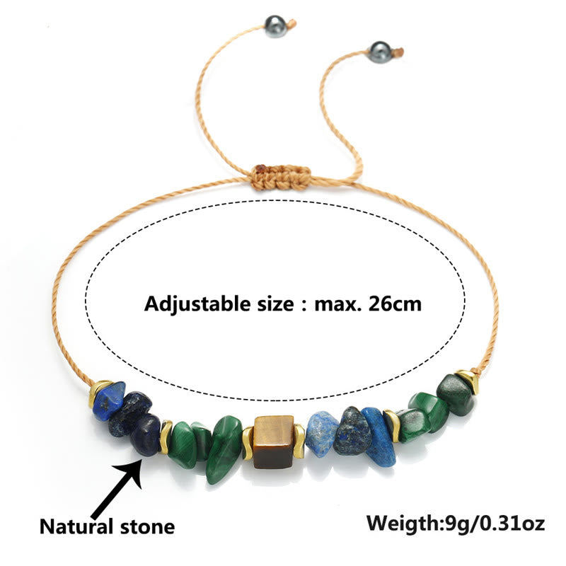 Pulsera antiansiedad con piedras de Buda, vibraciones positivas, malaquita, ojo de tigre, lazurita y lapislázuli. - image 6