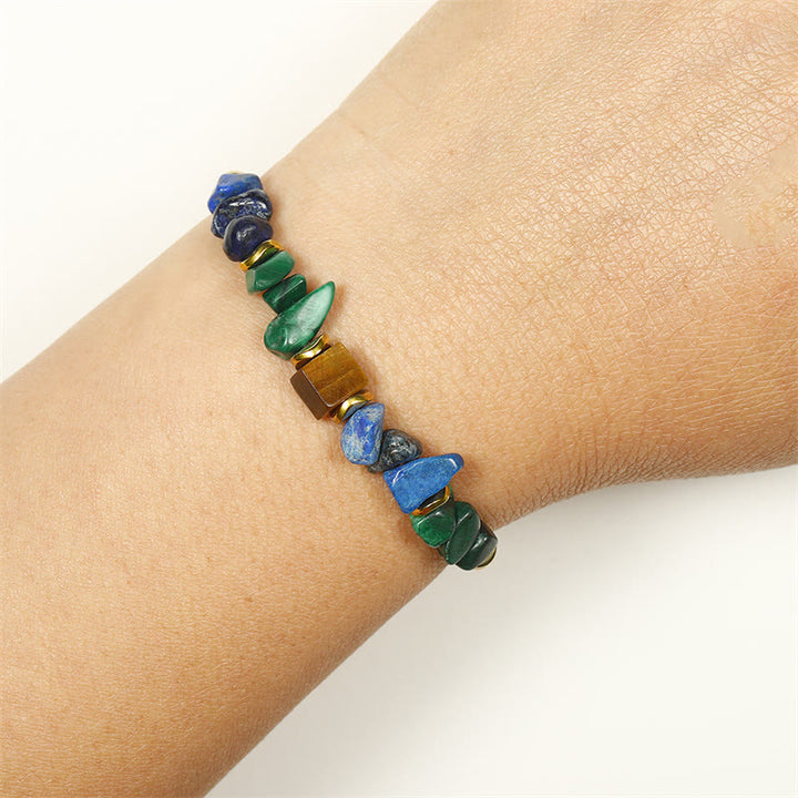 Pulsera antiansiedad con piedras de Buda, vibraciones positivas, malaquita, ojo de tigre, lazurita y lapislázuli. - image 5