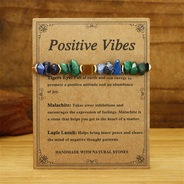 Pulsera antiansiedad con piedras de Buda, vibraciones positivas, malaquita, ojo de tigre, lazurita y lapislázuli. - image 1