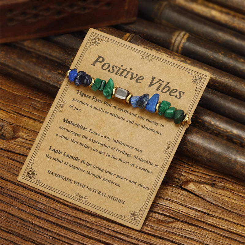 Pulsera antiansiedad con piedras de Buda, vibraciones positivas, malaquita, ojo de tigre, lazurita y lapislázuli. - image 2
