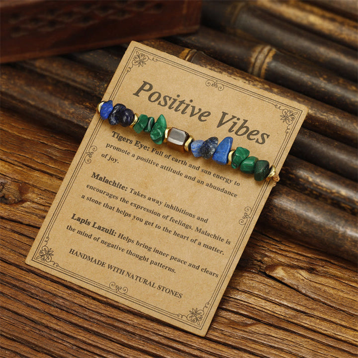 Pulsera antiansiedad con piedras de Buda, vibraciones positivas, malaquita, ojo de tigre, lazurita y lapislázuli. - image 2