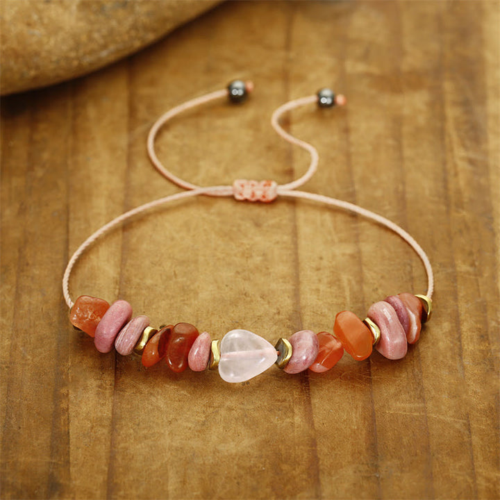 Pulsera de relaciones con Buddha Stones " Pensando en ti", cuarzo rosa, rodonita y cornalina - image 8