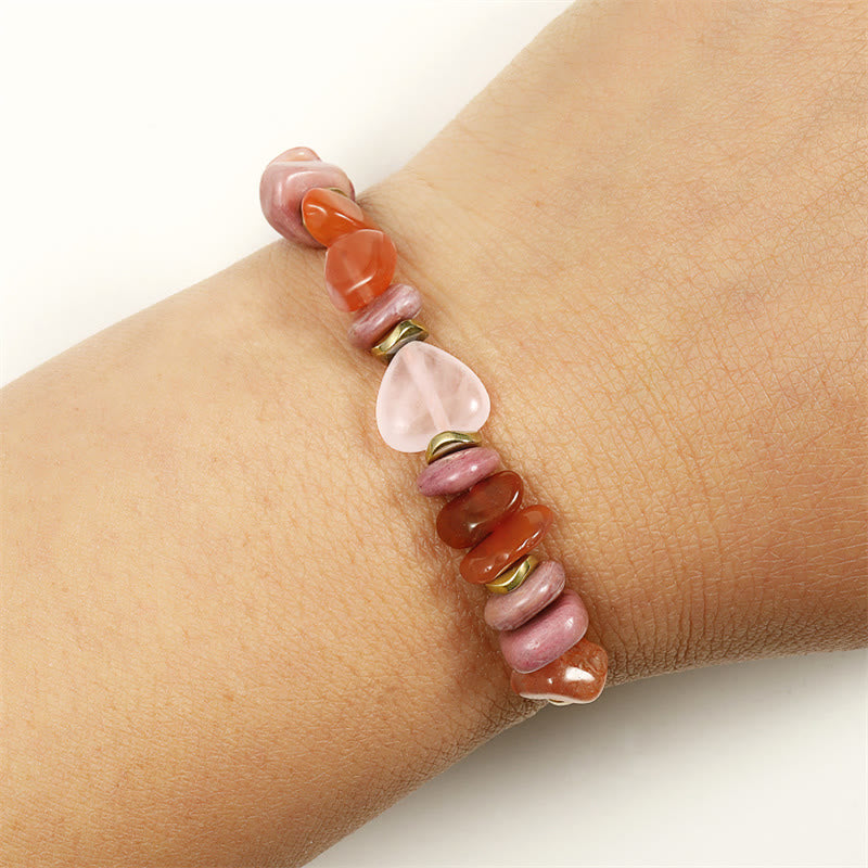 Pulsera de relaciones con Buddha Stones " Pensando en ti", cuarzo rosa, rodonita y cornalina - image 9