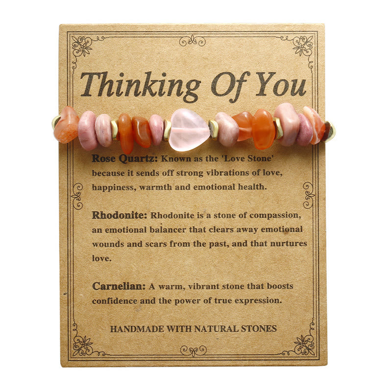 Pulsera de relaciones con Buddha Stones " Pensando en ti", cuarzo rosa, rodonita y cornalina - image 13