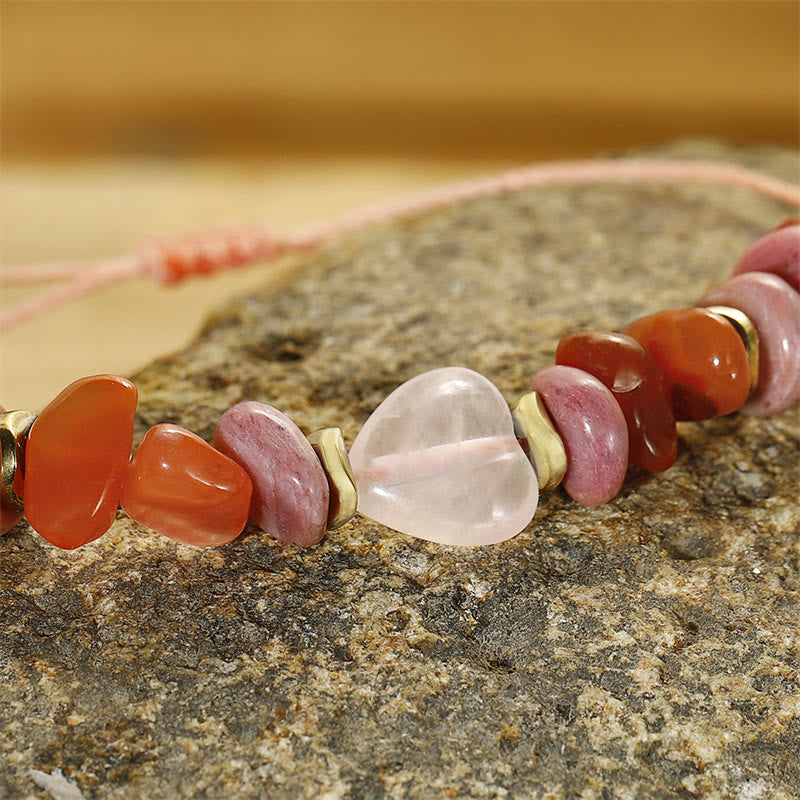 Pulsera de relaciones con Buddha Stones " Pensando en ti", cuarzo rosa, rodonita y cornalina - image 7