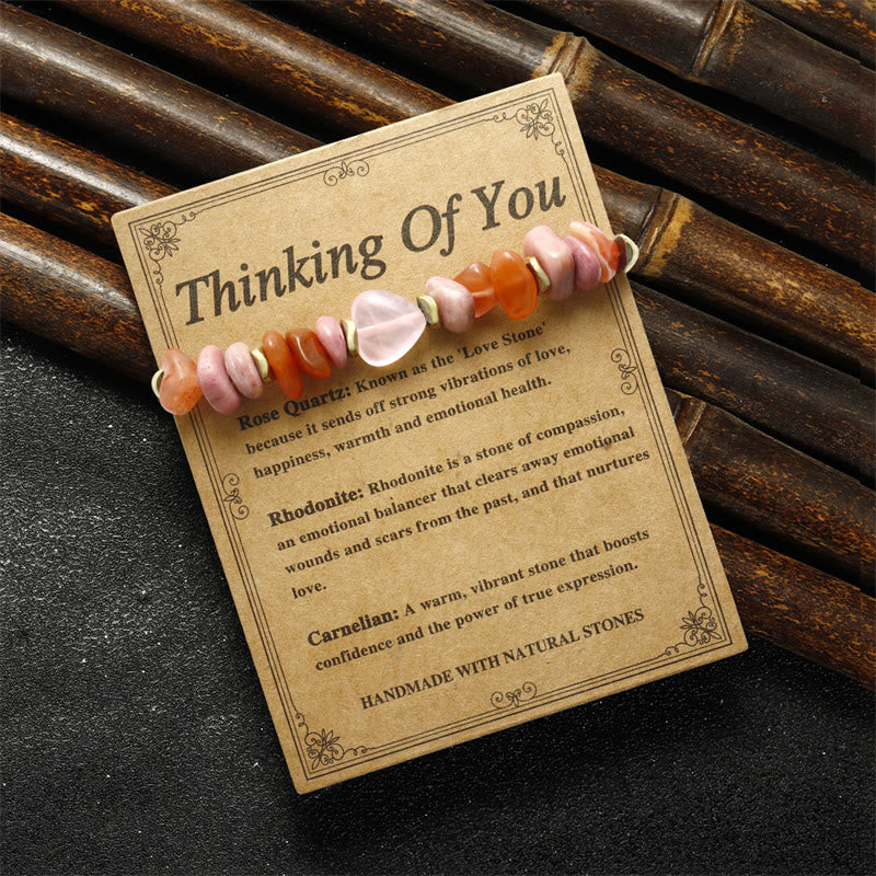 Pulsera de relaciones con Buddha Stones " Pensando en ti", cuarzo rosa, rodonita y cornalina - image 10