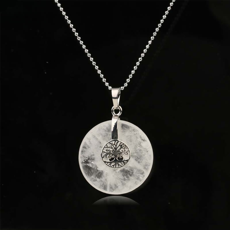 Collar con colgante de bondad, Buddha Stones, varios cristales, cuarzo rosa, aventurina verde, amatista y el árbol de la vida. - Cristal blanco - image 10