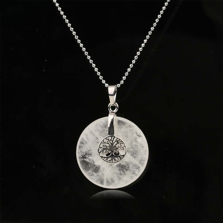 Collar con colgante de bondad, Buddha Stones, varios cristales, cuarzo rosa, aventurina verde, amatista y el árbol de la vida. - Cristal blanco - image 10