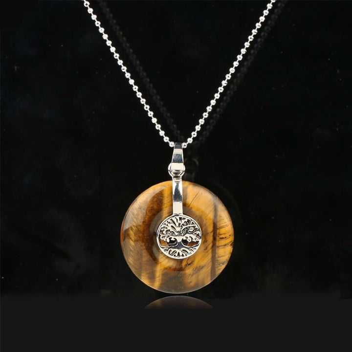 Collar con colgante de bondad, Buddha Stones, varios cristales, cuarzo rosa, aventurina verde, amatista y el árbol de la vida. - Ojo de tigre - image 12