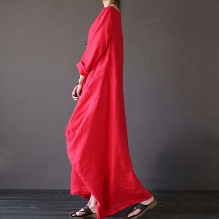 Vestido largo de algodón con mangas tres cuartos y estampado de Buddha Stones para mujer - image 7