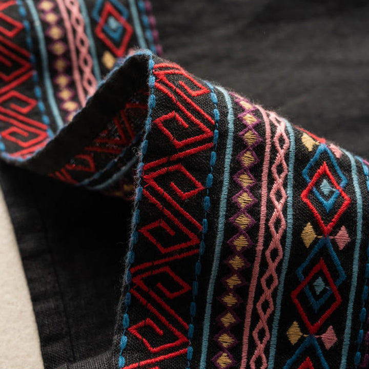 Pantalones de mujer de pierna ancha con cordón ajustable y bolsillos, con bordado informal de Buddha Stones y estilo bohemio. - image 11