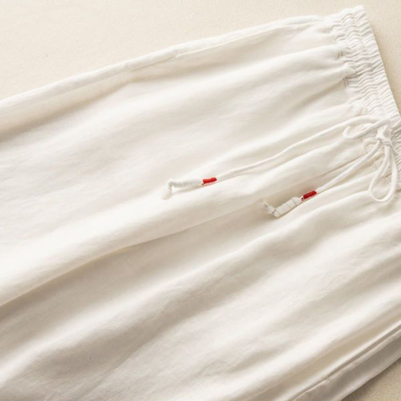 Pantalones anchos de lino y algodón con cordón ajustable, diseño bohemio, bordado con Buddha Stones, para mujer, con bolsillos - image 13