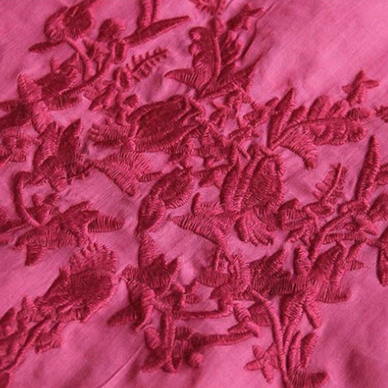 Camiseta informal de algodón y lino con cuello redondo, mangas abullonadas y volantes con bordado de piedras de Buddha Stones para mujer - image 6