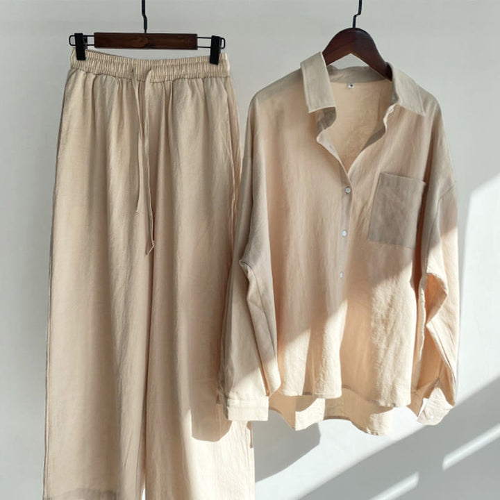 Conjunto de 2 piezas de camisa de manga larga con bolsillos y pantalones con cordón para meditación, de algodón y lino, con Buddha Stones , para mujer - Amarillo dorado claro - US20，UK/AU24，EU52 (5XL) - image 12