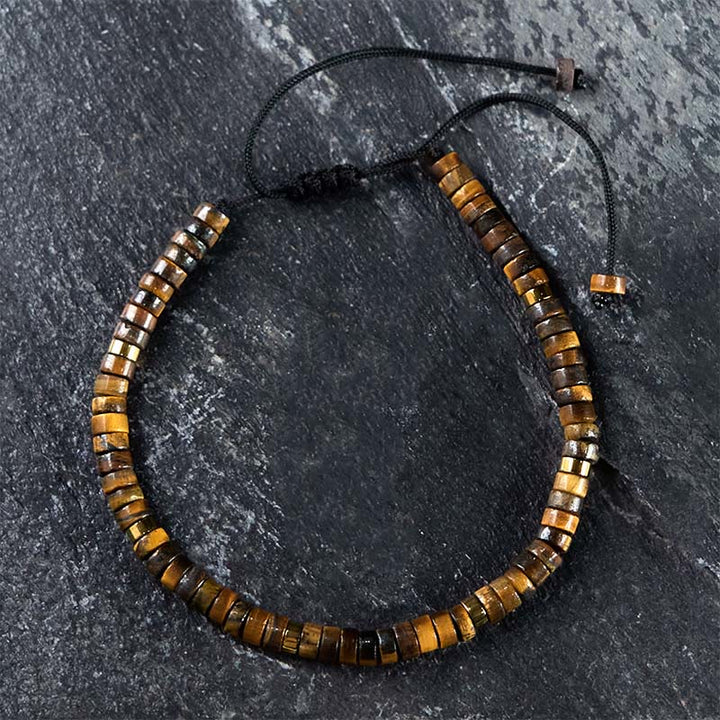 Pulsera de coraje con cuentas espaciadoras de ojo de tigre natural de Buddha Stones