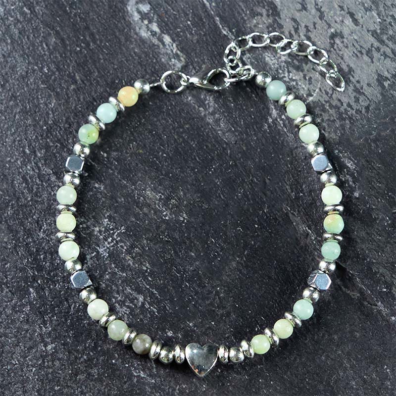 Pulsera de equilibrio positivo con forma de corazón de piedra natural de Buddha Stones, amazonita, amatista, lazurita, lapislázuli y cuarzo rosa. - image 0